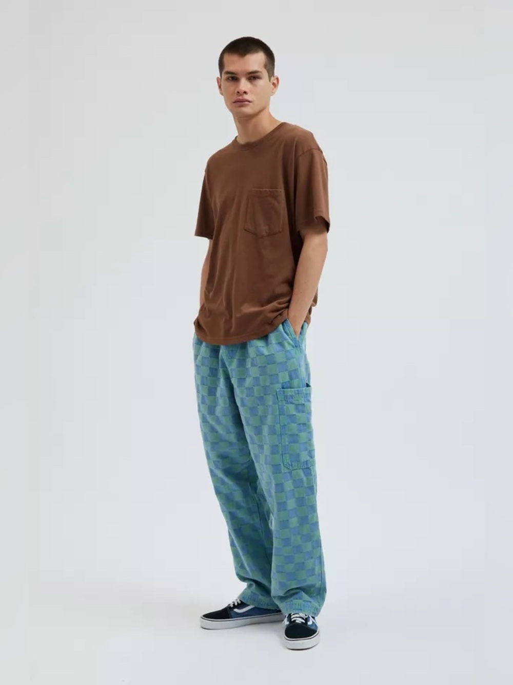 BDG Tonal Checkerboard Relaxed Fit Pull-On Jean